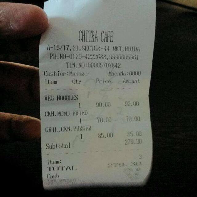 Chitra Cafe menu