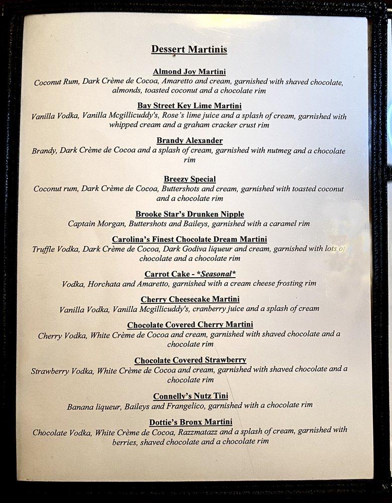 Menu at The Bay Street restaurant, Sodus Point