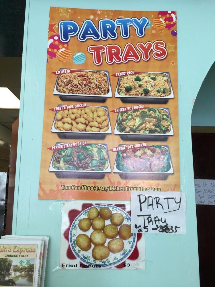 Menu at Lin's express restaurant, Plant City