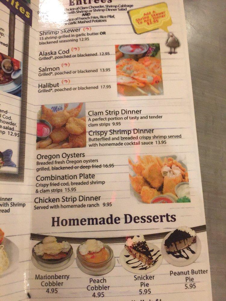 Menu at Mo's Restaurant, Lincoln City