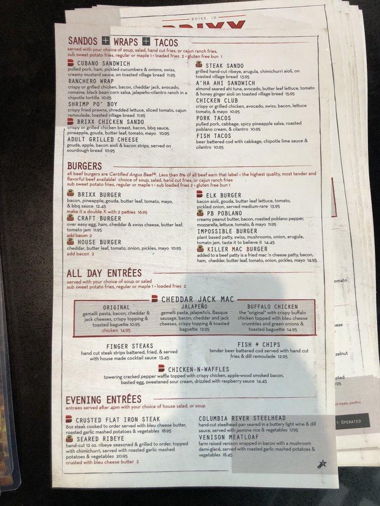 Menu at Brixx Craft House pub & bar, Boise