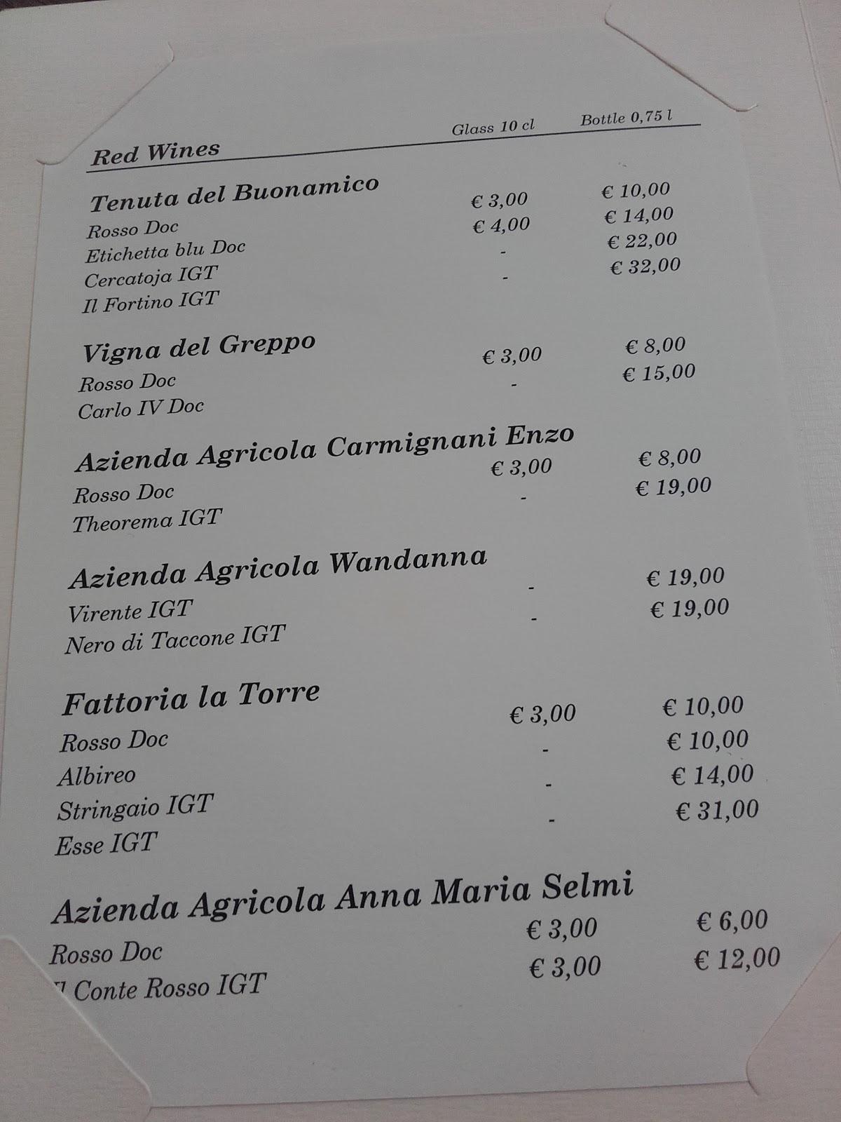 Menu da La Piccola Enoteca pub & bar, Montecarlo
