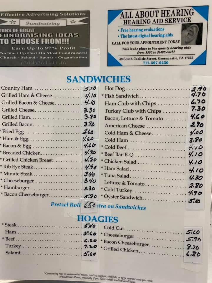 Menu At Sunnyway Diner Restaurant Greencastle