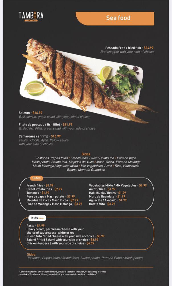 Carta del restaurante Tambora Latin Cuisine, Newport News