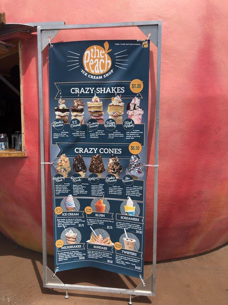 Menu at Peach Ice Cream Shop, Penticton