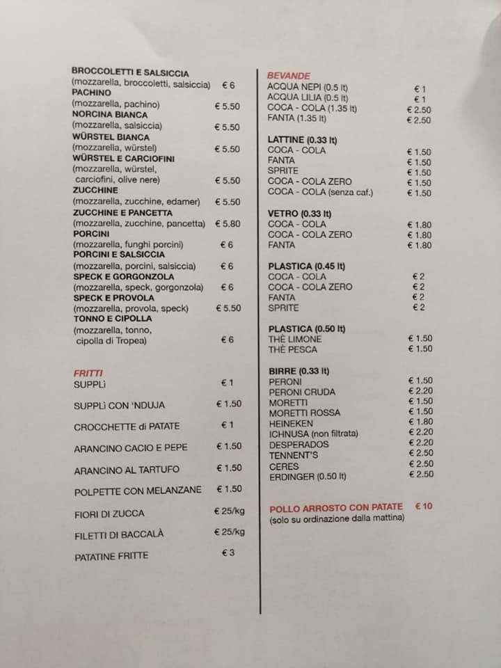 Menu di Pizzeria Da Sandro 