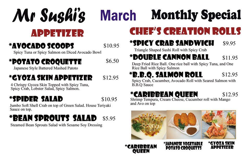 Menu at Mr. Sushi Pompton Lakes restaurant, Pompton Lakes