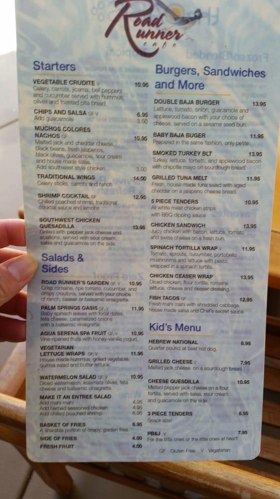 Menu At Roadrunner Cafe, Indian Wells