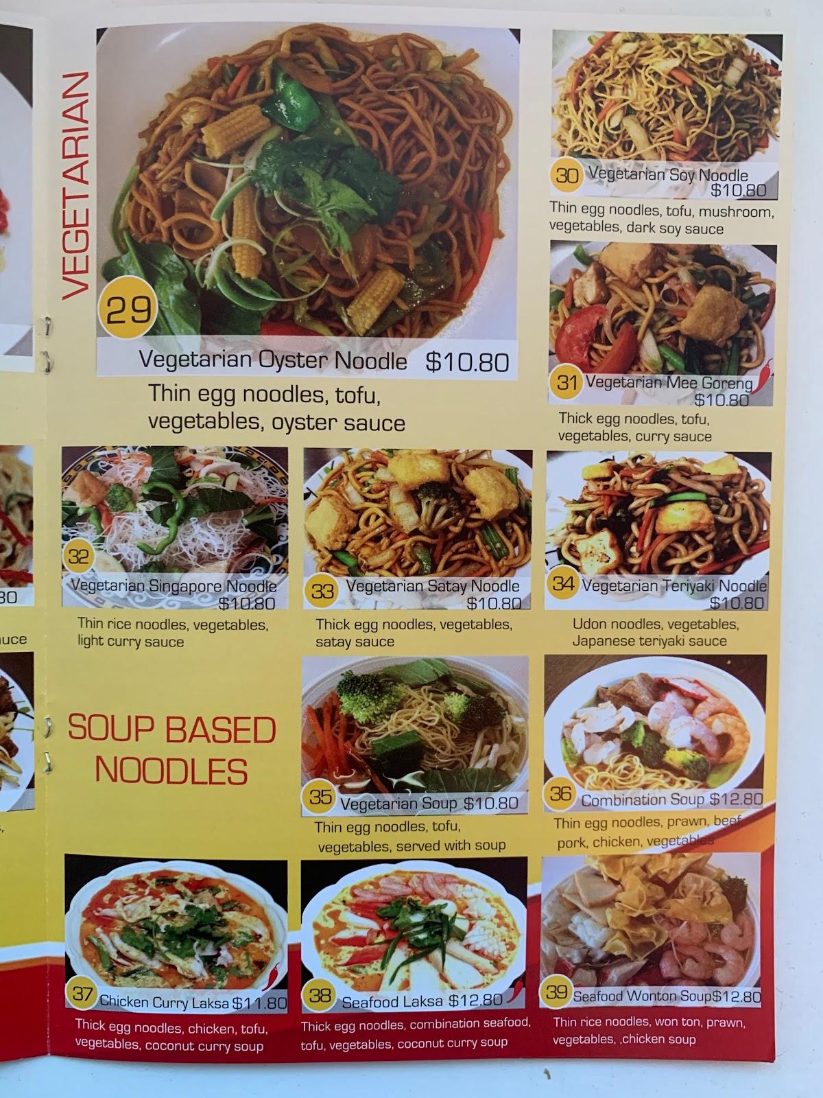Menu at Magic Noodle restaurant, South Tamworth