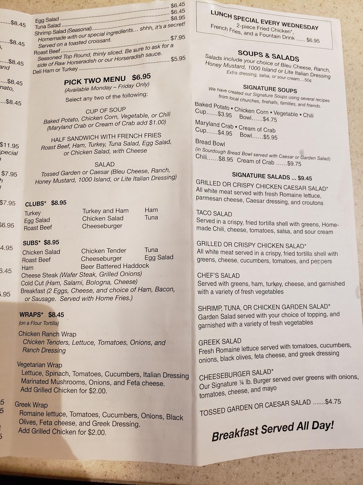 Menu at The Olde Towne Restaurant, Woodsboro
