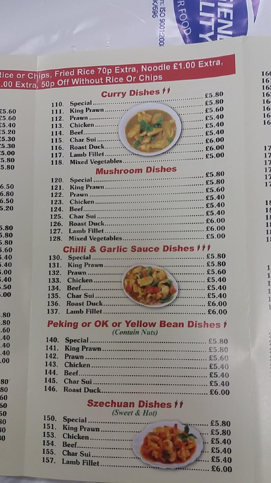 Menu at Jim's Supper Bar, Shotton