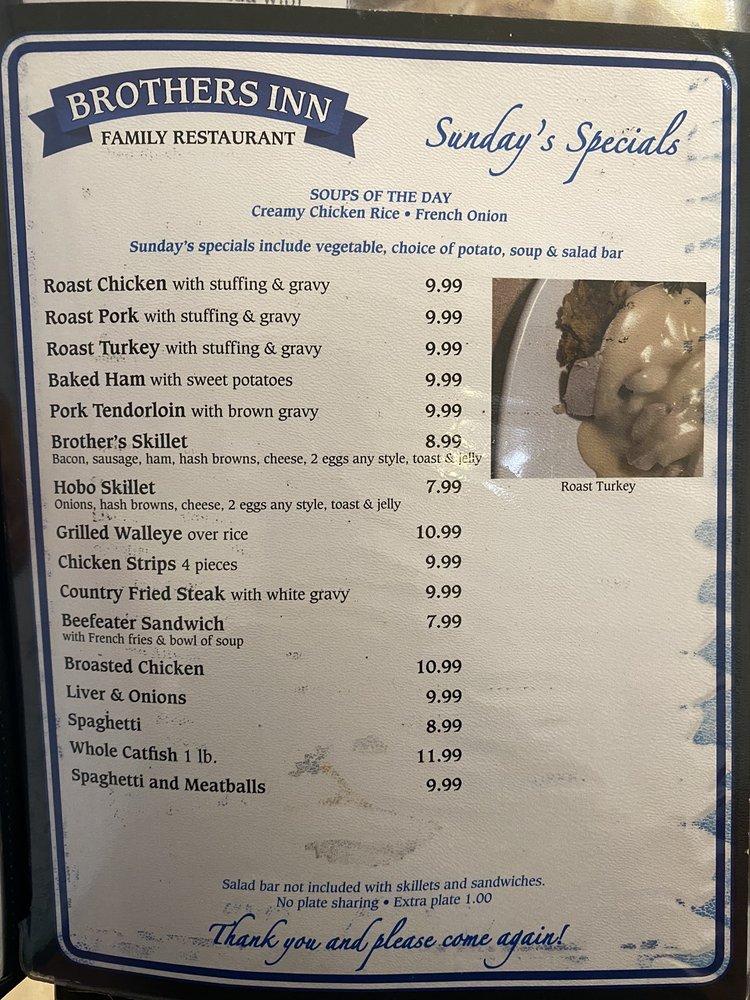 Menu at Brothers Inn Family Restaurant, Lanark