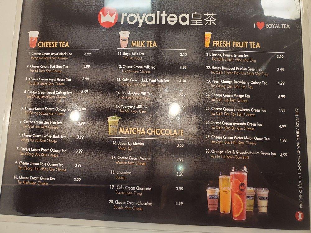 Menu at Royal Tea restaurant, Duluth