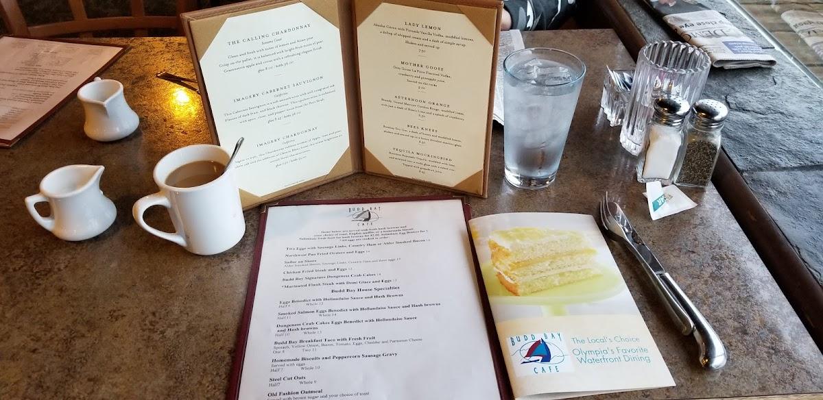 Menu at Budd Bay Cafe, Olympia