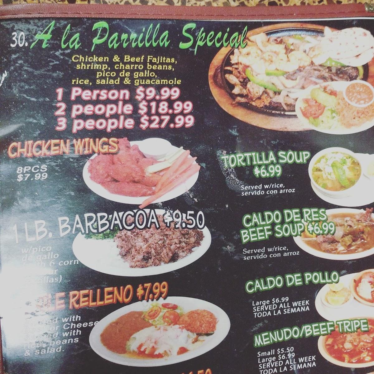 Menu at El Burrito Tapatio restaurant, San Antonio, West Ave