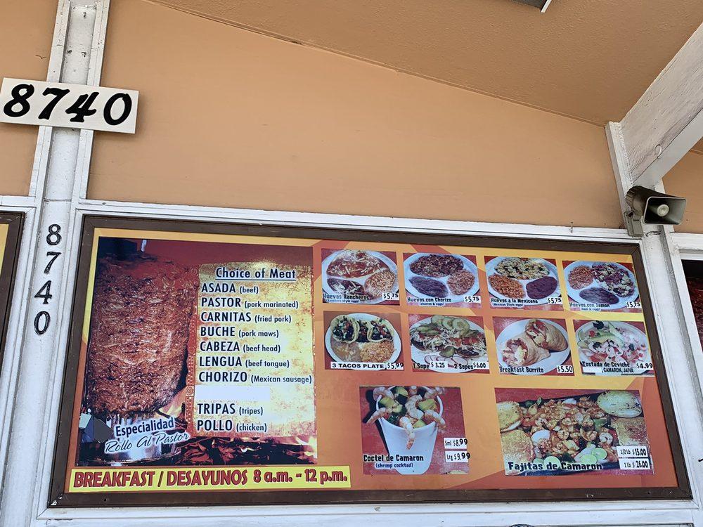 Menu at Tacos Raul restaurant, Downey, Firestone Blvd
