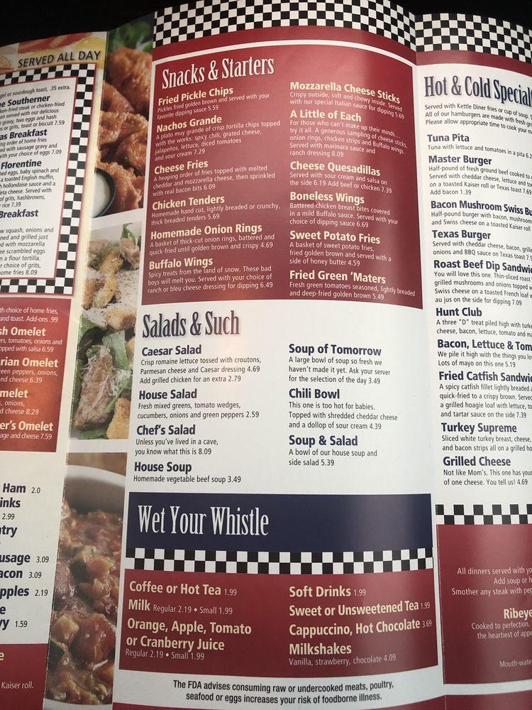 Menu at The Kettle Diner restaurant, Jacksonville, 300 Marine Blvd
