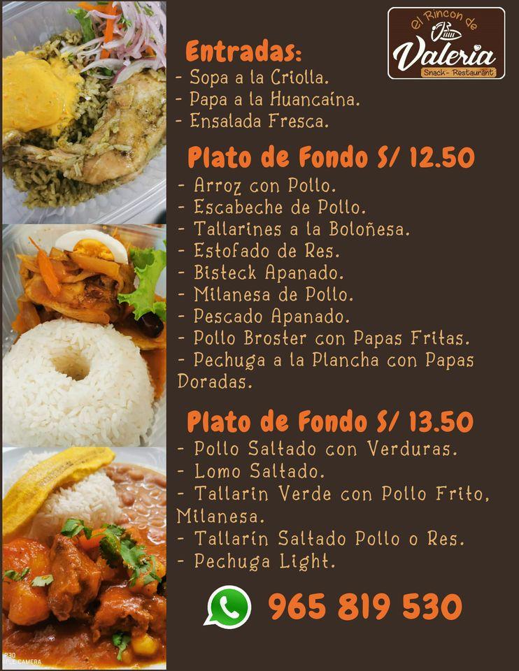 Menu at El Rincon De Valeria restaurant, Iquitos