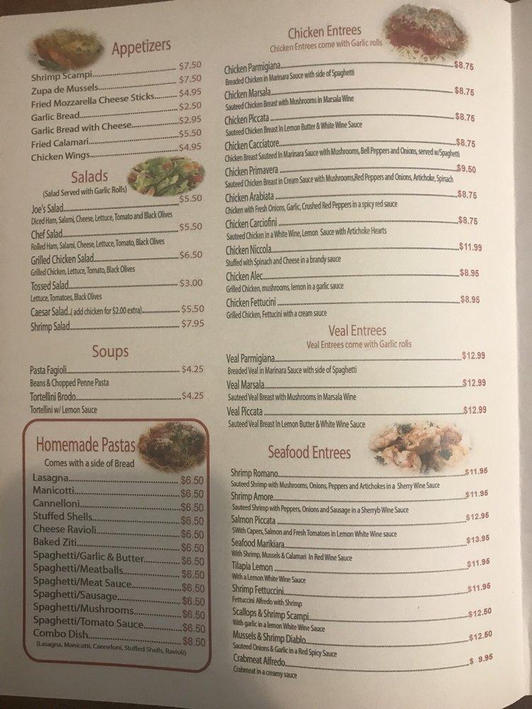 Menu at Joe's Pizza & Pasta pizzeria, Decatur