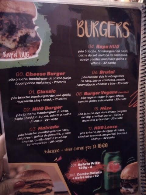 Hug Beer Burger cardápio