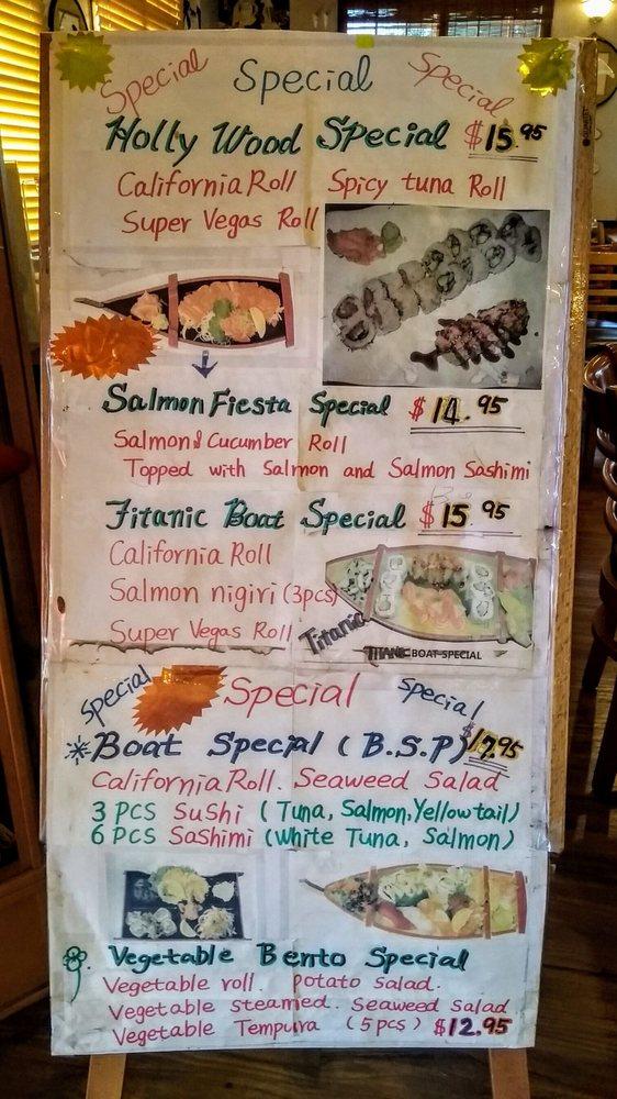 Menu at Sachiko Sushi restaurant, Tucson, E Valencia Rd