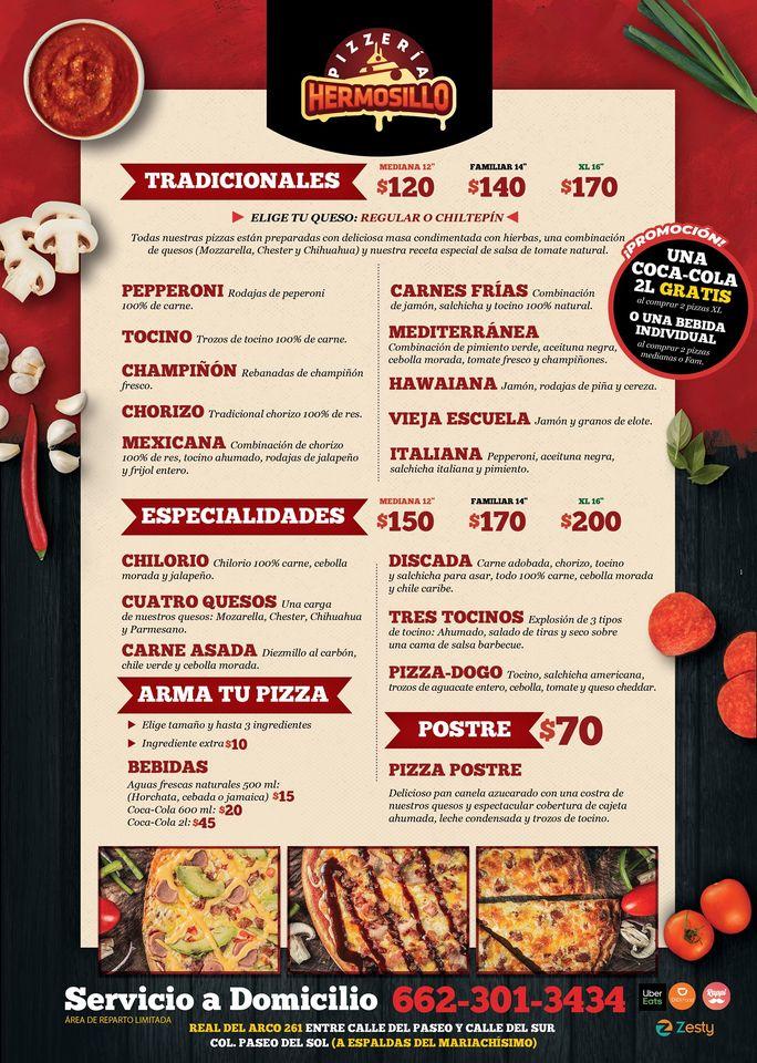 Menu at Pizzeria Hermosillo, Hermosillo