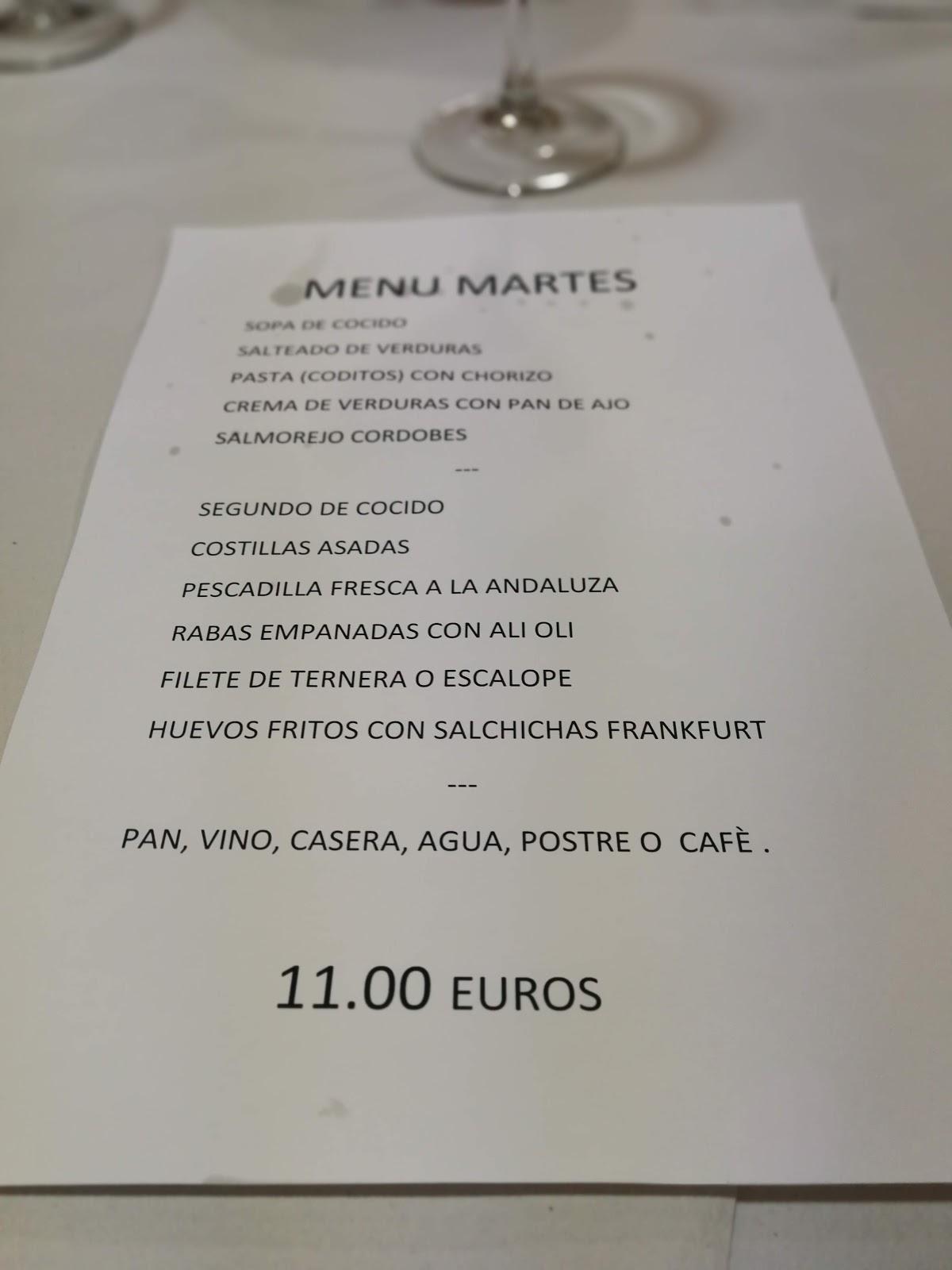 Carta de Restaurante la Jara, Manzanares el Real, C. de los Panaderos