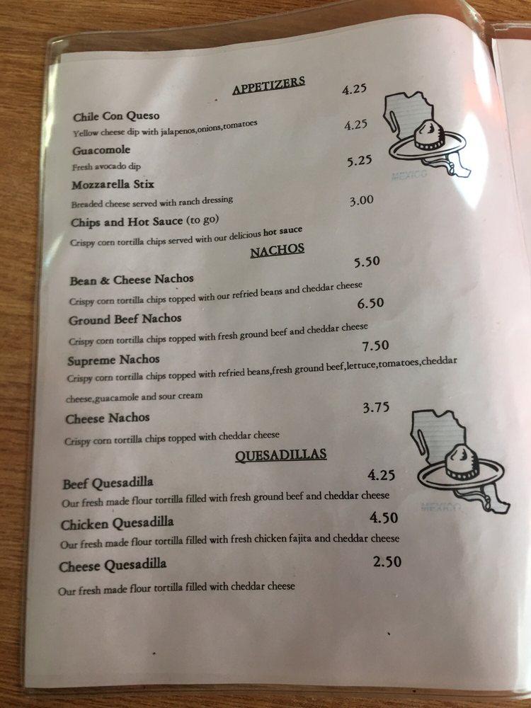 Menu at El Nopal Cafe, Big Spring