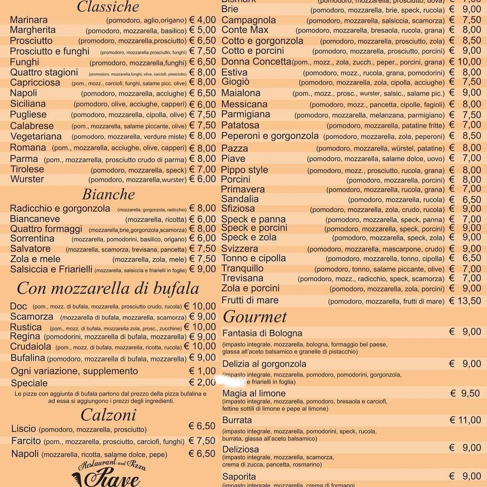 Menu at Ristorante Pizzeria Bar Piave, Marchirolo