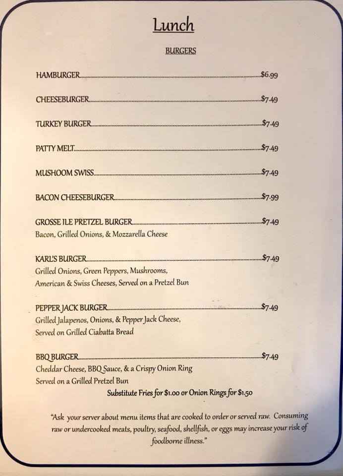 Menu at Kathy's Cafe, Grosse Ile Township