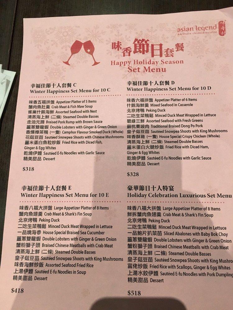 Menu de Asian Legend