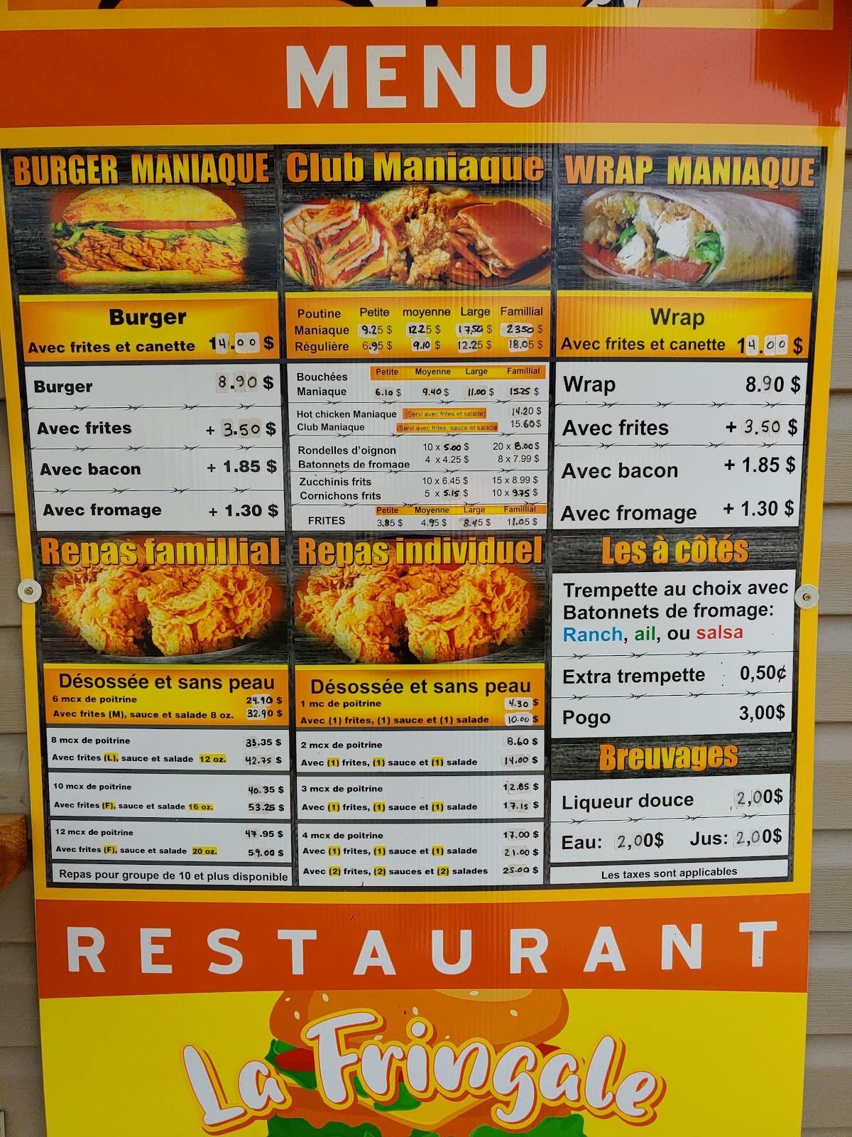 Menu au CasseCroûte La Fringale pub et bar, ValdesBois
