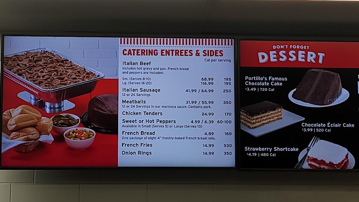 Menu at Portillo's Westfield restaurant, Westfield, 870 IN32
