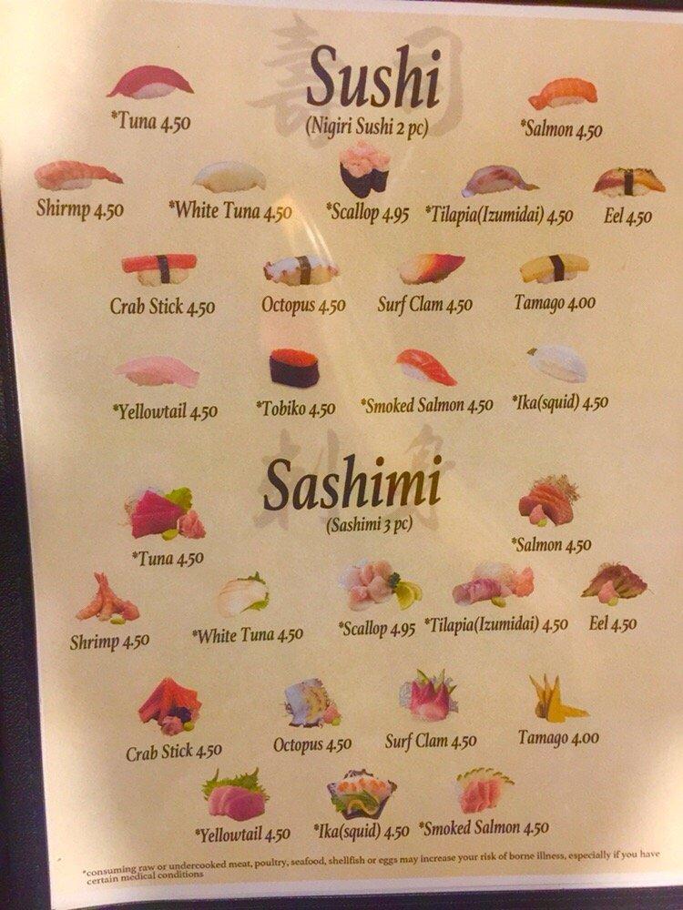 Menu at Yamato Sushi Restaurant, Kittanning