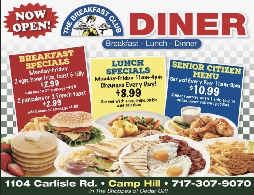 The Breakfast Club Diner in Camp Hill - Restaurant menu and reviews