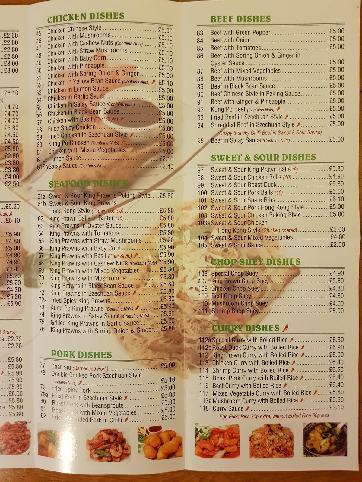 China House Fast Food Menu