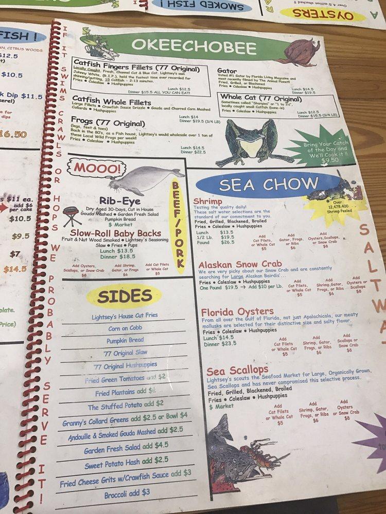 Menu at Lightsey Fish Co & Seafood restaurant, Okeechobee, S Parrott Ave
