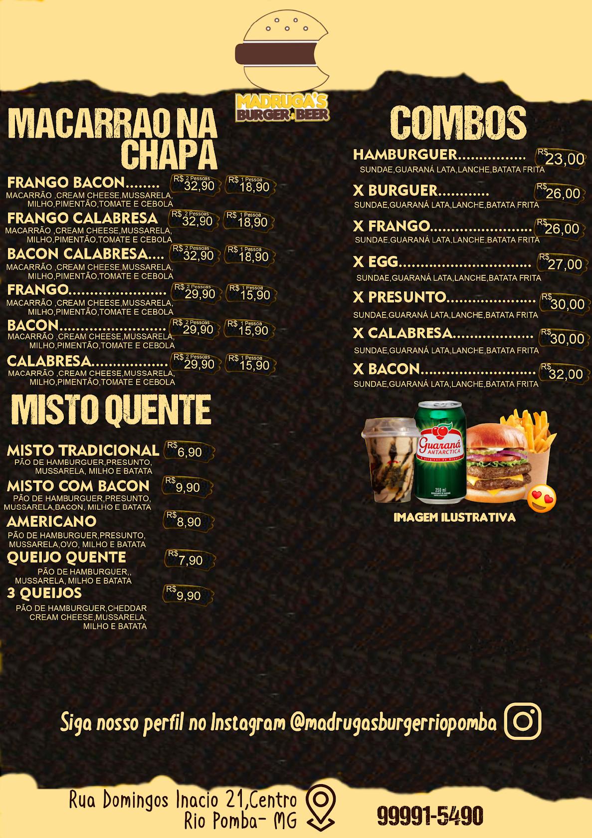 Madruga's Burger & Bier Rio Pomba cardápio