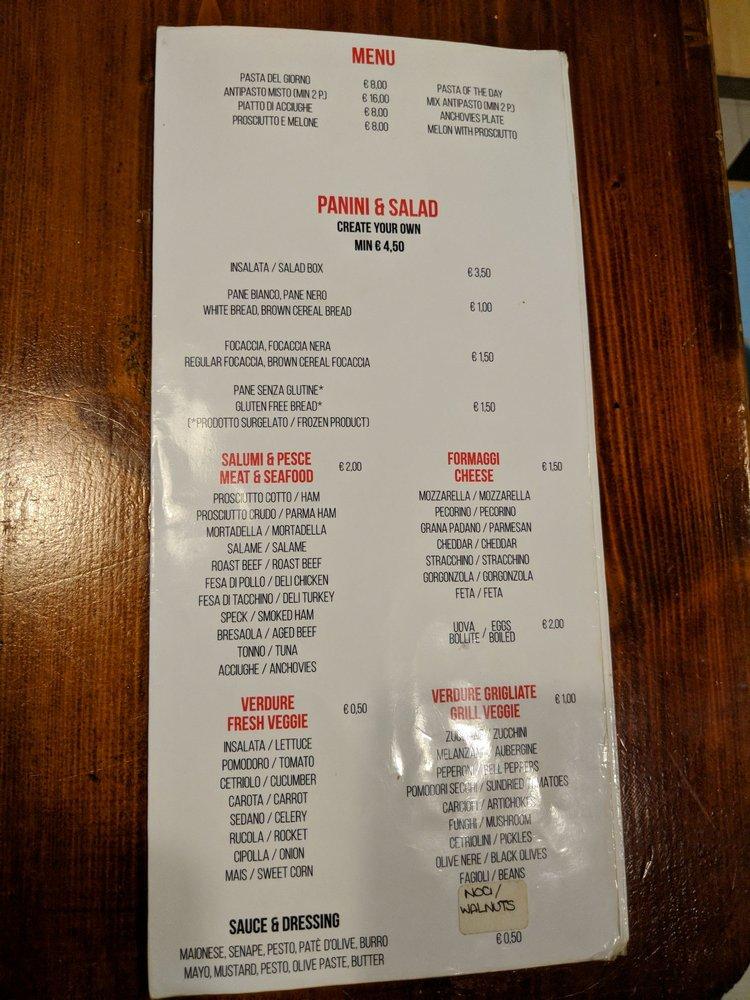 Menu at Lunch Box pub & bar, Vernazza