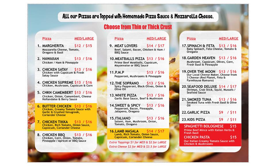 Menu at Pizza Direct Ltd pizzeria, Putaruru