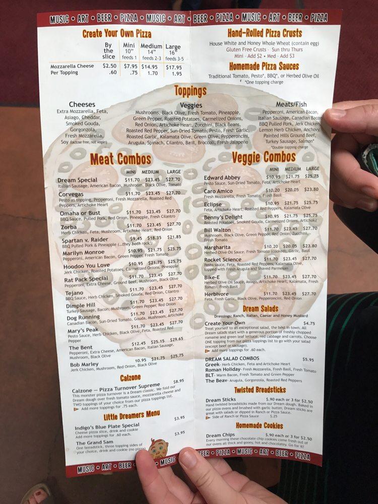 american dream pizza menu