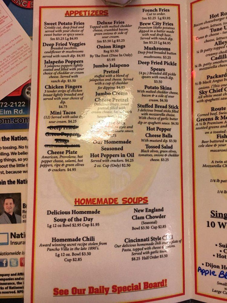 Menu at Gasoline Alley pub & bar, Niles