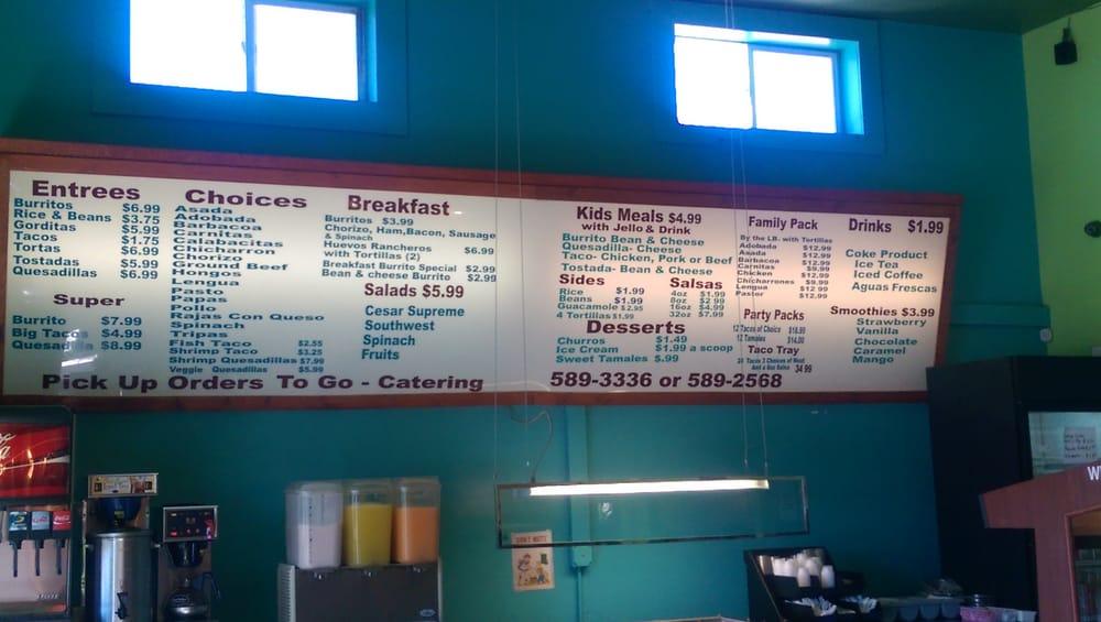 Menu at Mi Taquito restaurant, Alamosa