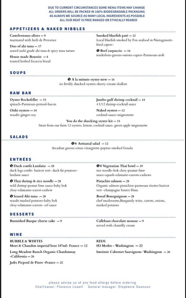 Menu At The Naked Oyster Bistro Raw Bar Barnstable