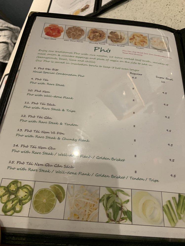 Menu at Pho Super Bowl Alhambra restaurant, Alhambra