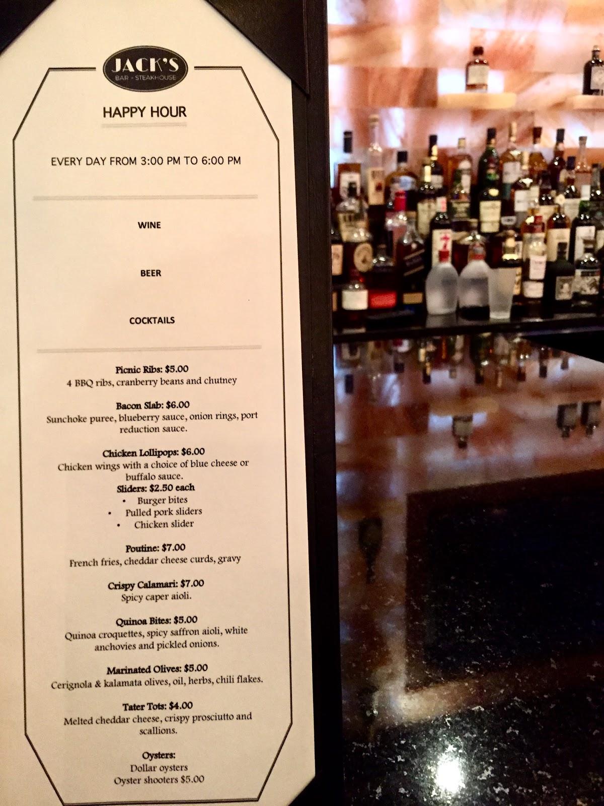 Menu at Jack's Bar And Steakhouse, New Haven