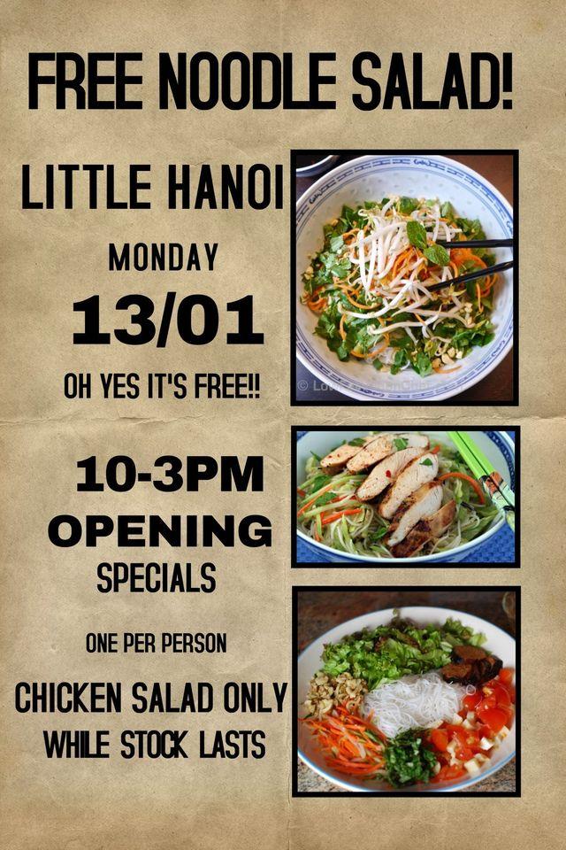 Menu at Little Hanoi restaurant, Adelaide, Pirie st