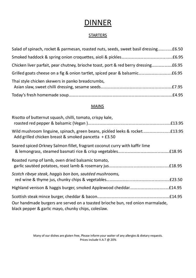 Menu at Fig & Thistle restaurant, Inverness