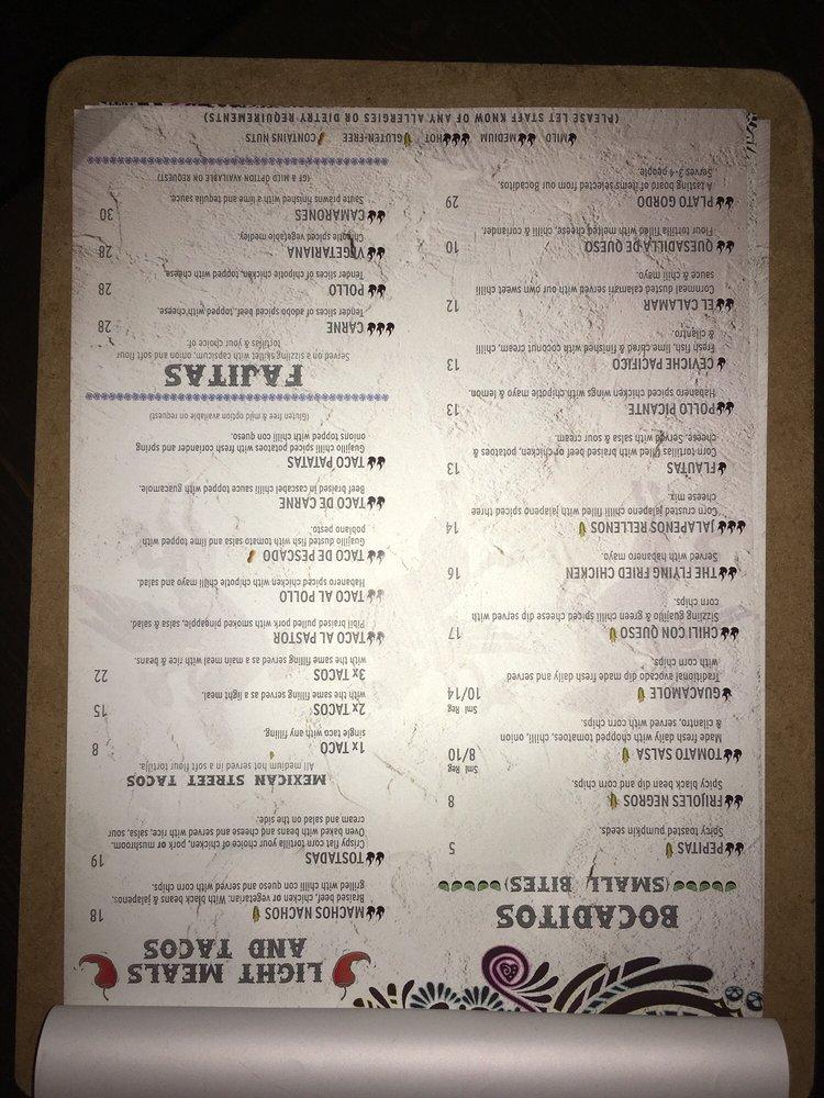 Menu at The Flying Burrito Brothers Newmarket restaurant, Auckland, 65