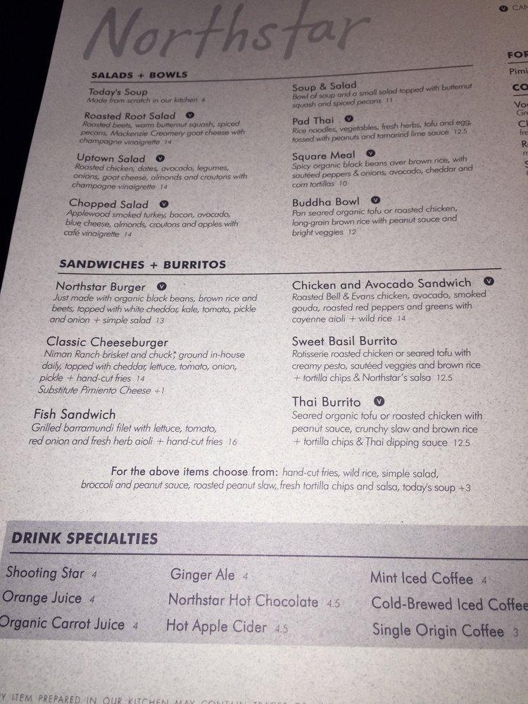 Menu at Northstar Café in Uptown Westerville restaurant, Westerville